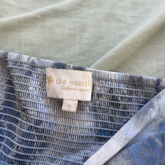 The Westside Women’s Off The Shoulder Tie Dye Top Gray Blue Size S Silk Fabric - Picture 3 of 5